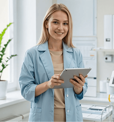 Healthcare professional with digital tablet